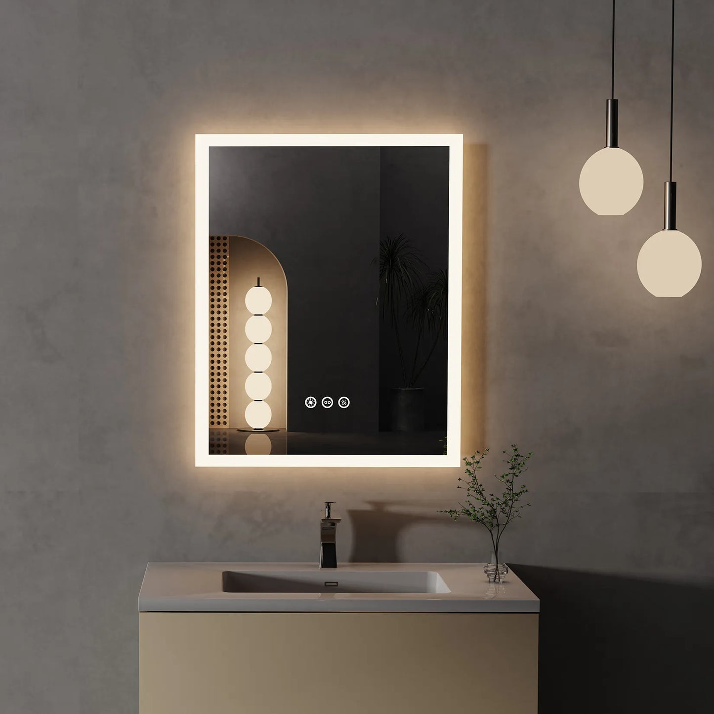 LED Bathroom Mirror with Anti-Fog, Smart Touch Button, Memory Function - Homevalley.co.uk