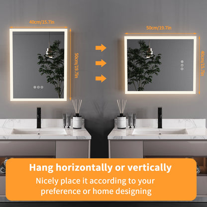 LED Bathroom Mirror with Anti-Fog, Smart Touch Button, Memory Function - Homevalley.co.uk