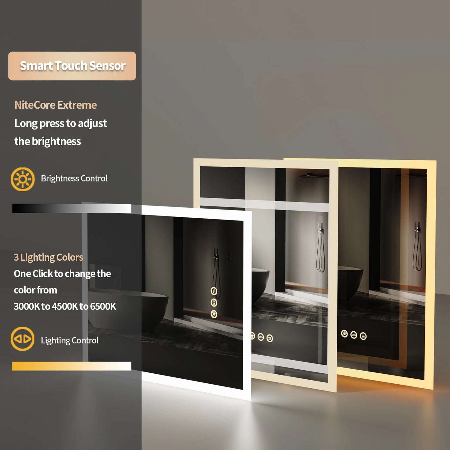 LED Bathroom Mirror with Anti-Fog, Smart Touch Button, Memory Function - Homevalley.co.uk