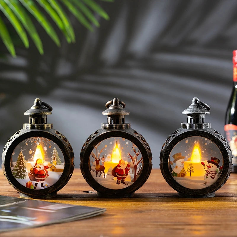 LED Christmas Candle Lantern with LED Light - Decorative Tabletop Ornament for Indoor Outdoor Decor, Party Gift - Homevalley.co.uk