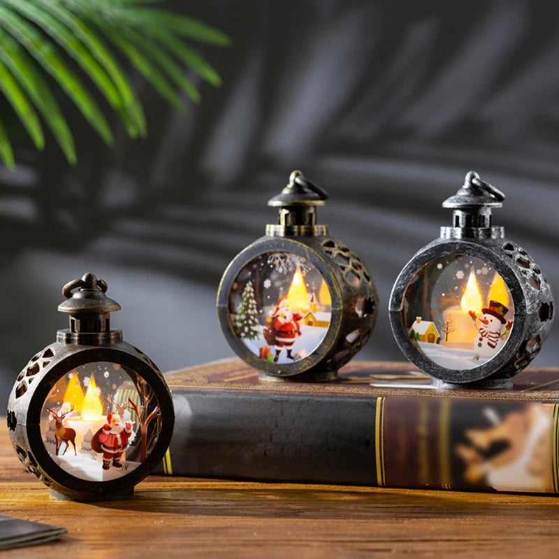LED Christmas Candle Lantern with LED Light - Decorative Tabletop Ornament for Indoor Outdoor Decor, Party Gift - Homevalley.co.uk