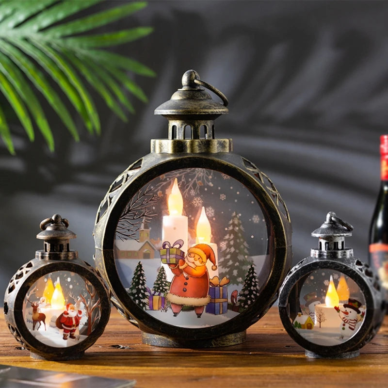 LED Christmas Candle Lantern with LED Light - Decorative Tabletop Ornament for Indoor Outdoor Decor, Party Gift - Homevalley.co.uk