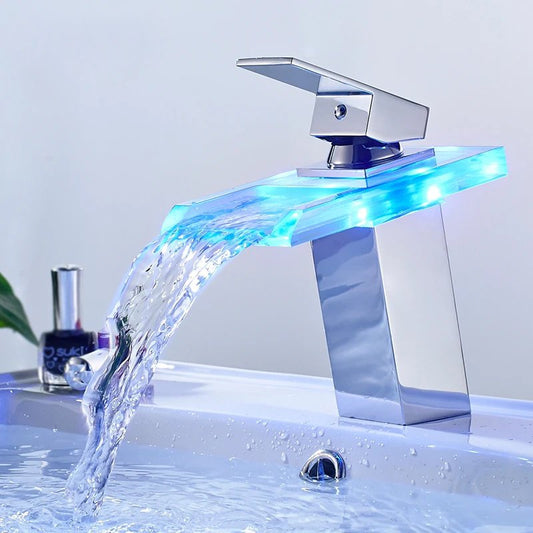 LED Colour Change Waterfall Bathroom Faucet - Homevalley.co.uk