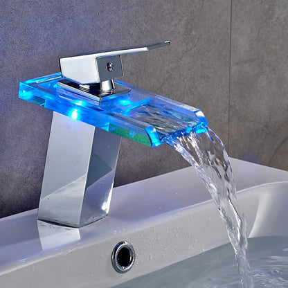 LED Colour Change Waterfall Bathroom Faucet - Homevalley.co.uk