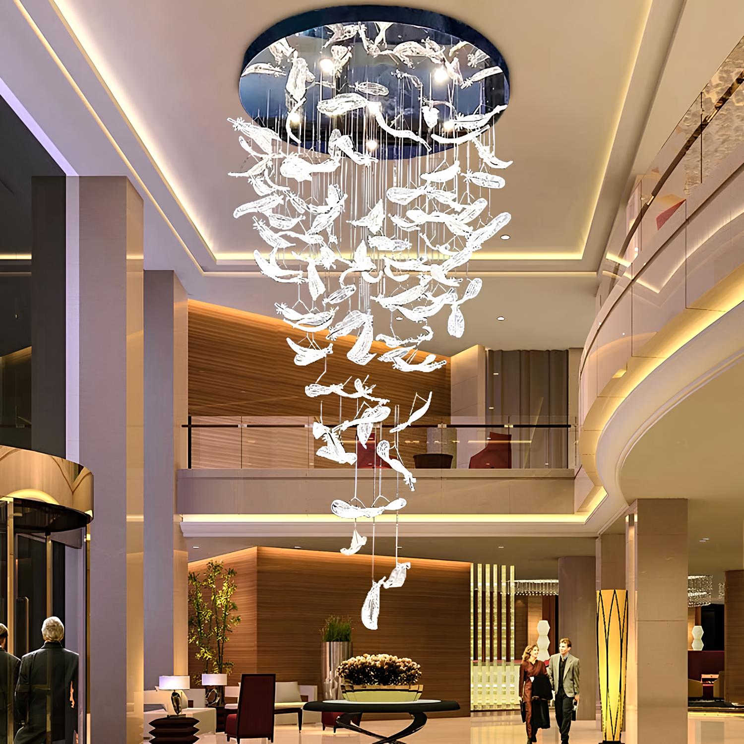 LED Crystal Feather Staircase Chandelier - Homevalley.co.uk