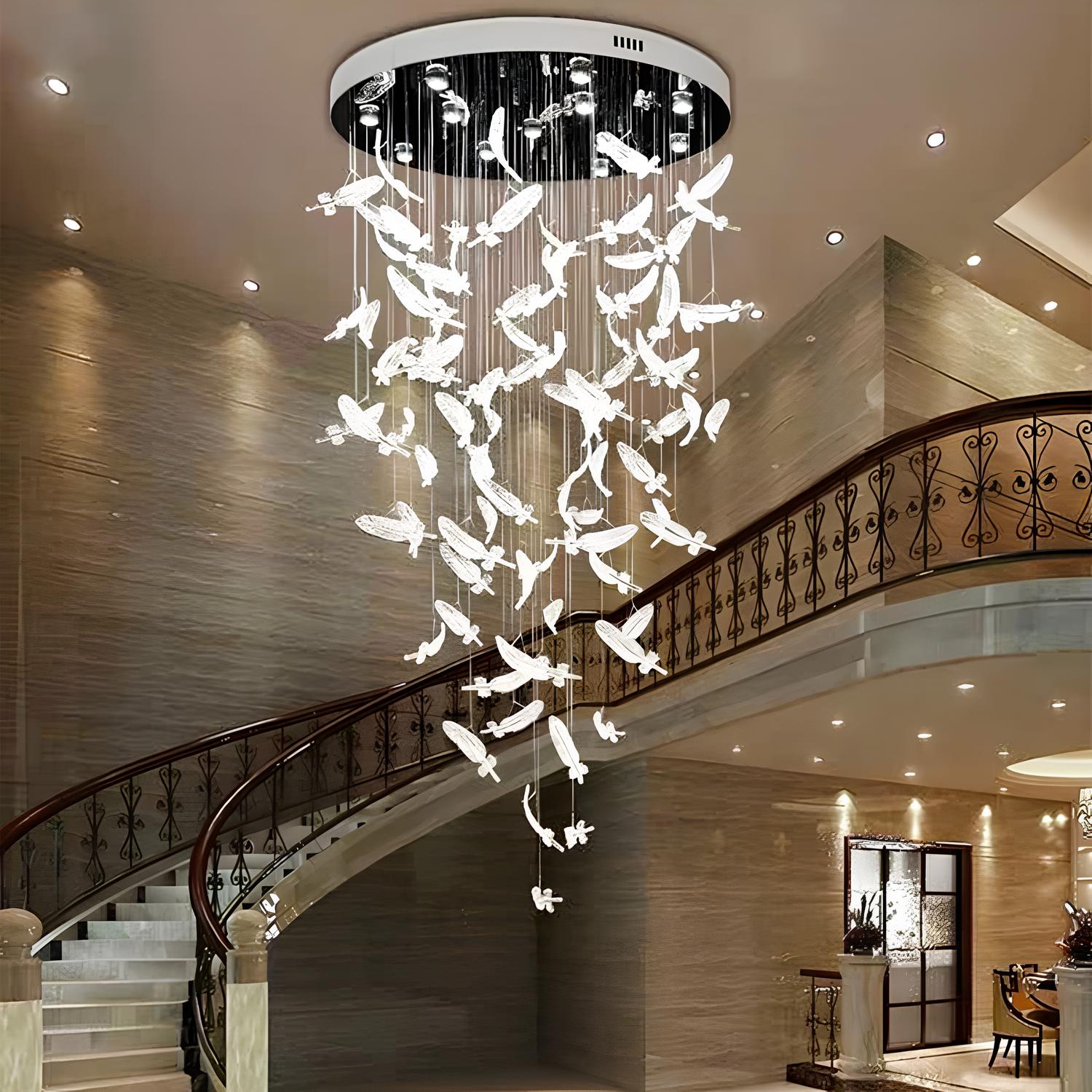 LED Crystal Feather Staircase Chandelier - Homevalley.co.uk