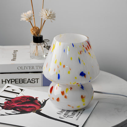 LED Hand Crafted Glass Mushroom Table Lamp - Homevalley.co.uk