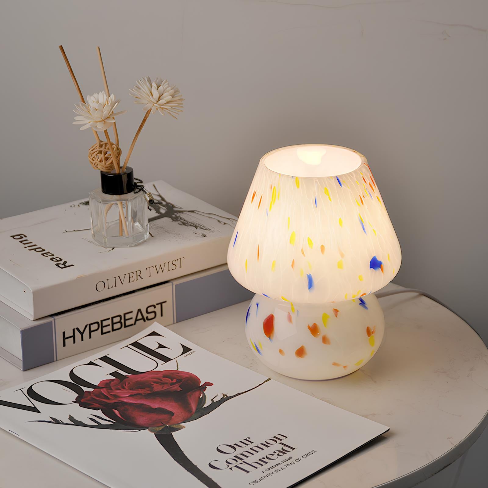 LED Hand Crafted Glass Mushroom Table Lamp - Homevalley.co.uk