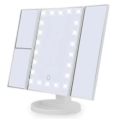 LED Makeup Mirror 1/2/3X Magnifying, 180° Rotation, 22 LED Lights - Homevalley.co.uk