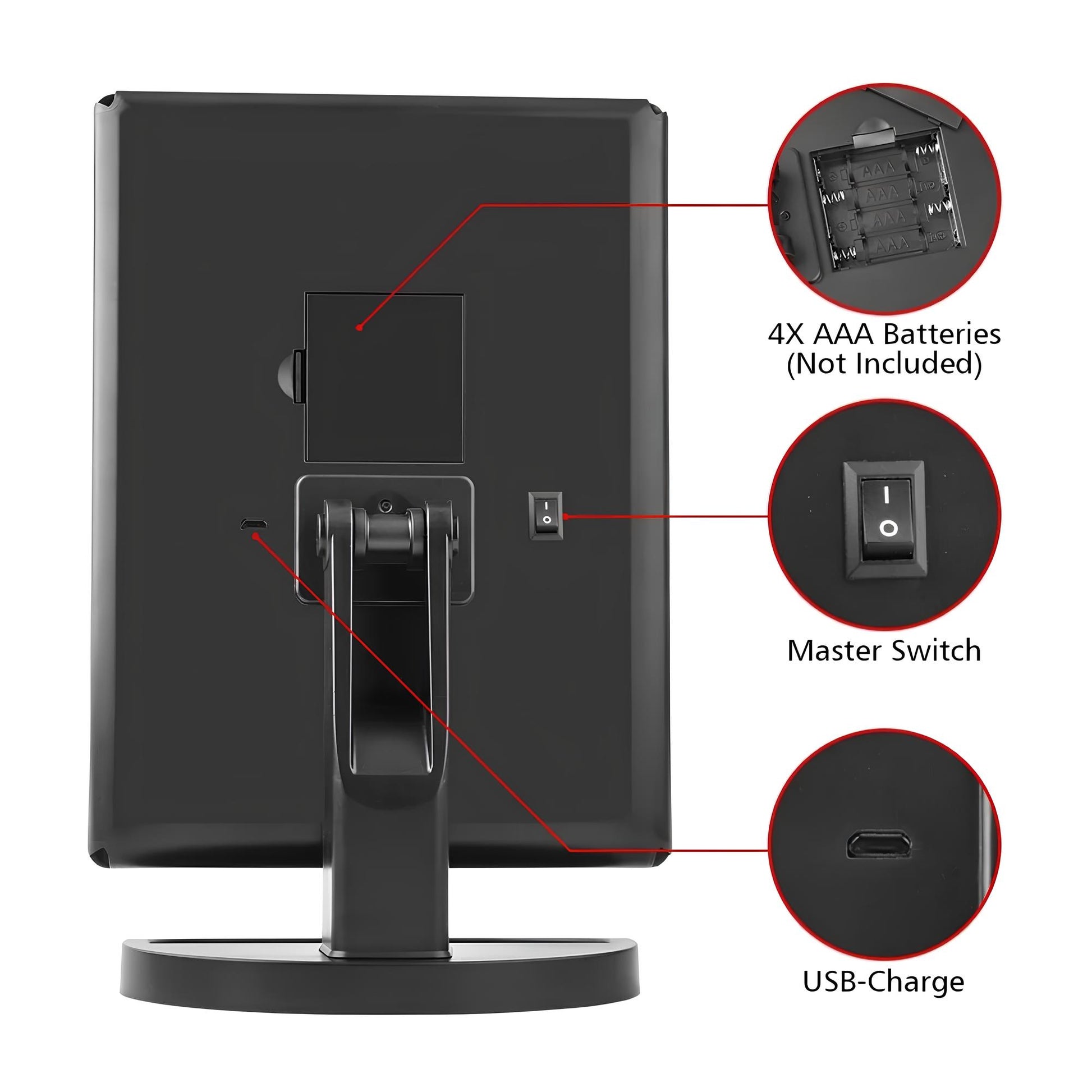 LED Makeup Mirror 1/2/3X Magnifying, 180° Rotation, 22 LED Lights - Homevalley.co.uk