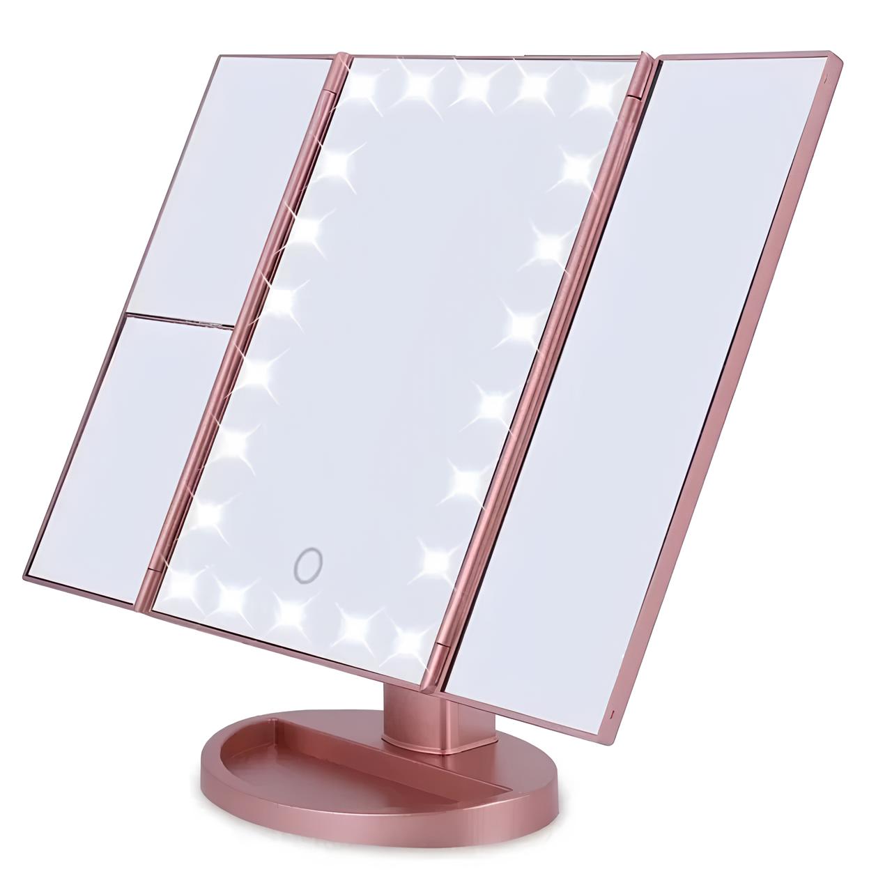 LED Makeup Mirror 1/2/3X Magnifying, 180° Rotation, 22 LED Lights - Homevalley.co.uk
