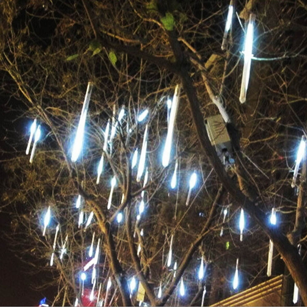 LED Meteor Shower Rain Lights Waterproof Falling Raindrop Fairy String Christmas Holiday Party Patio Decor 30CM - Homevalley.co.uk