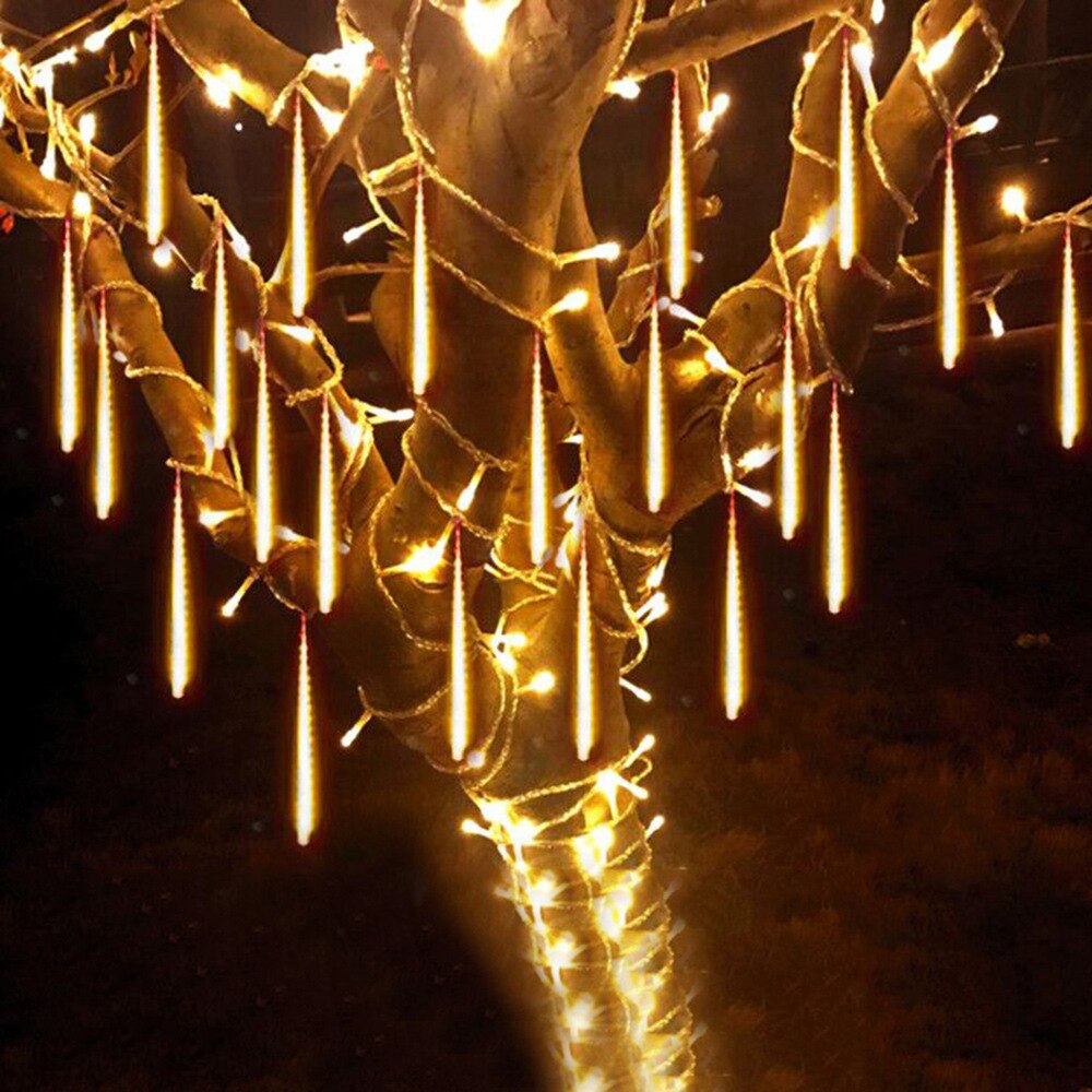 LED Meteor Shower Rain Lights Waterproof Falling Raindrop Fairy String Christmas Holiday Party Patio Decor 30CM - Homevalley.co.uk