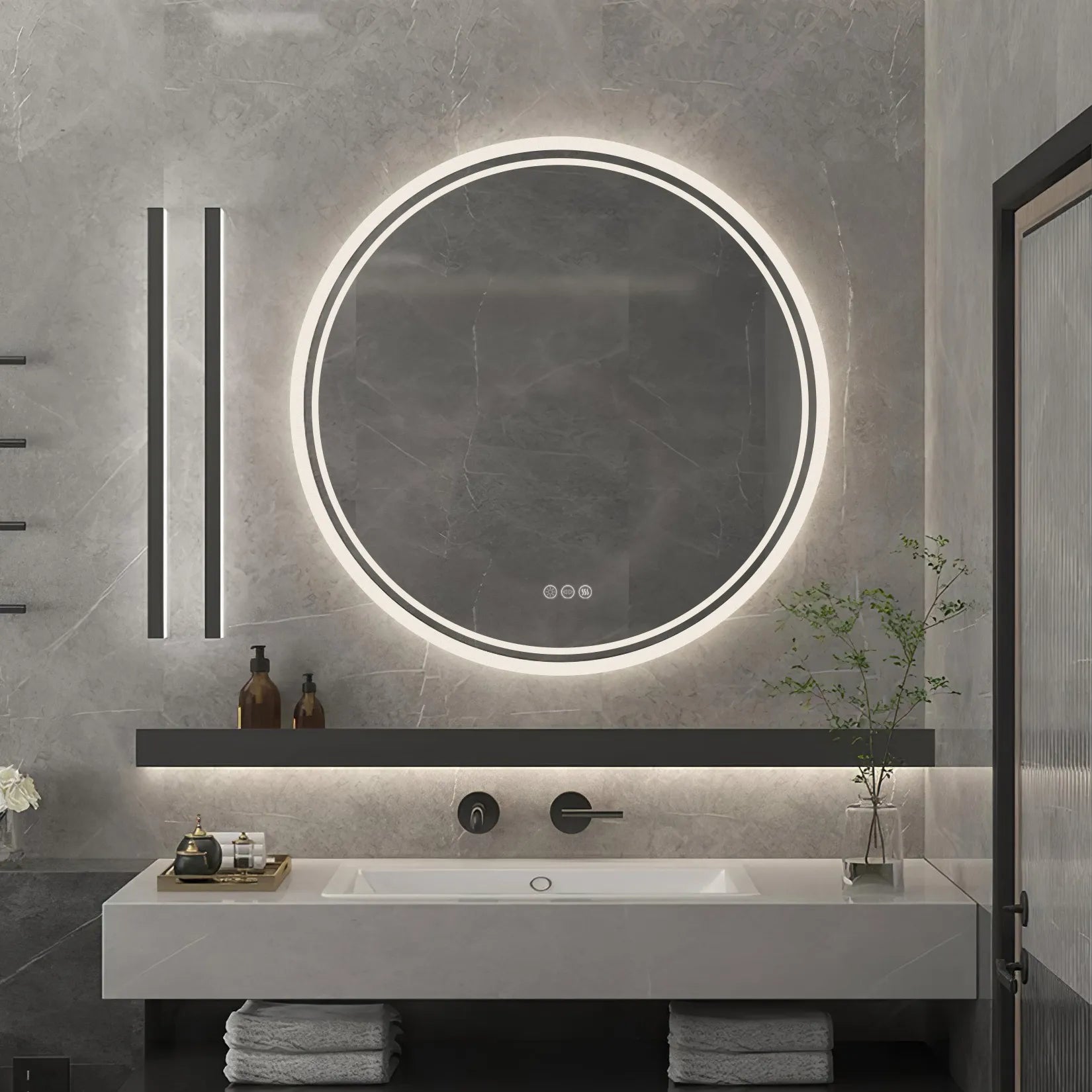 LED Round Anti - Fog Dimmable Bathroom Wall Mirror - Homevalley.co.uk