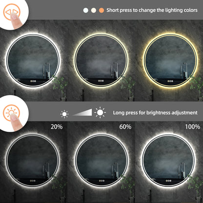 LED Round Anti - Fog Dimmable Bathroom Wall Mirror - Homevalley.co.uk