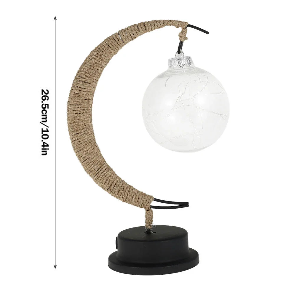 LED Star and Moon Round Rattan Table Lamp - Homevalley.co.uk