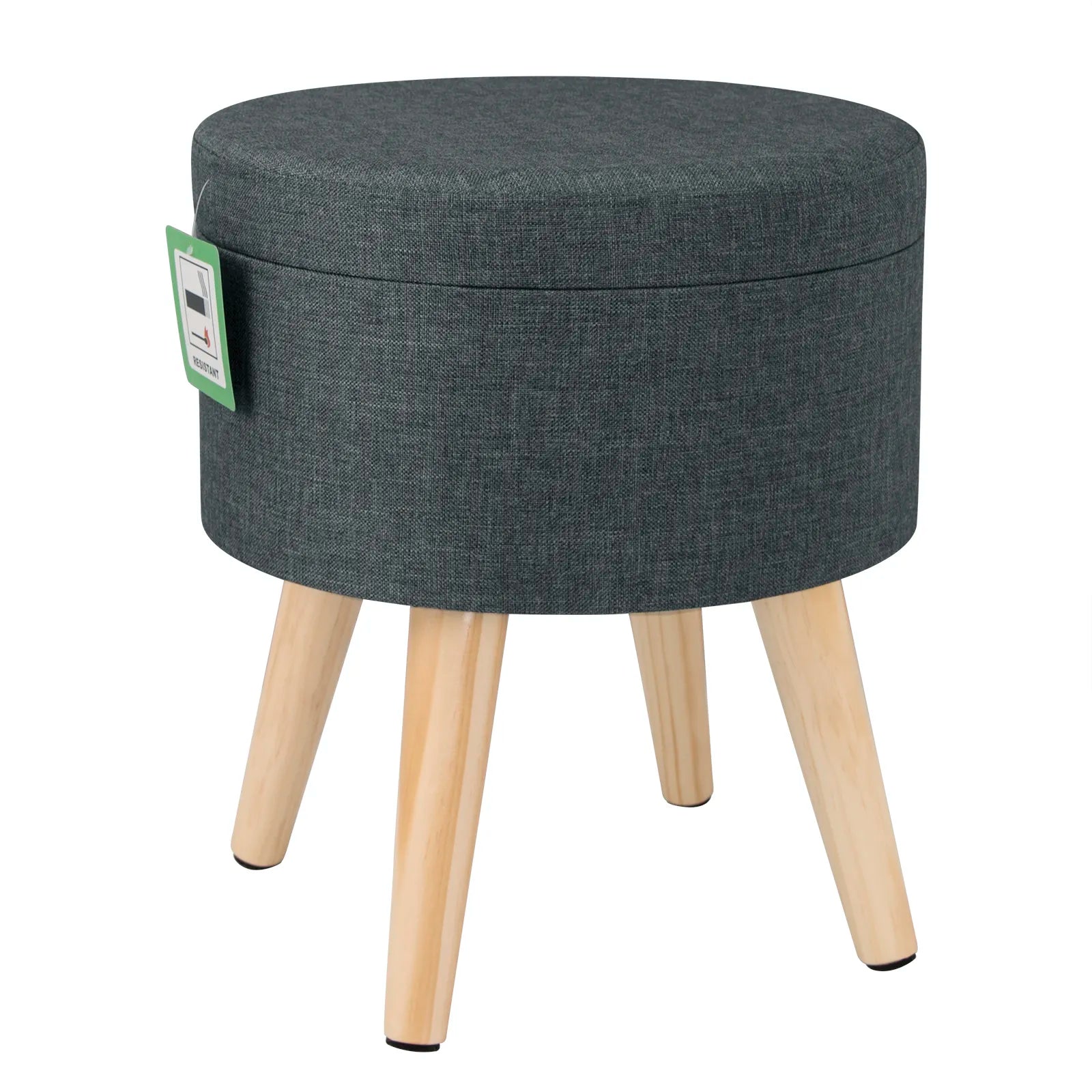 Linen velvet storage ottoman pouffe footstool with removable cover - Homevalley.co.uk