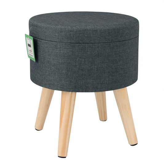 Linen velvet storage ottoman pouffe footstool with removable cover - Homevalley.co.uk