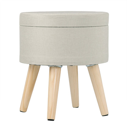 Linen velvet storage ottoman pouffe footstool with removable cover - Homevalley.co.uk