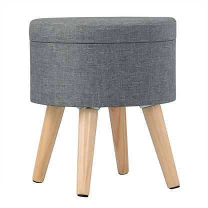 Linen velvet storage ottoman pouffe footstool with removable cover - Homevalley.co.uk