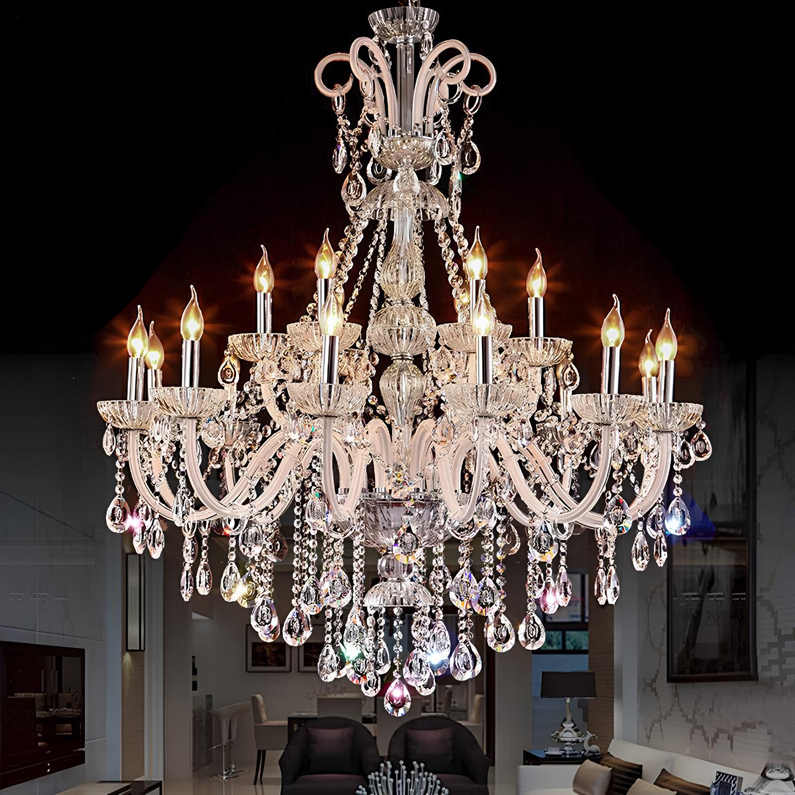 Long Crystal Chandelier - Homevalley.co.uk