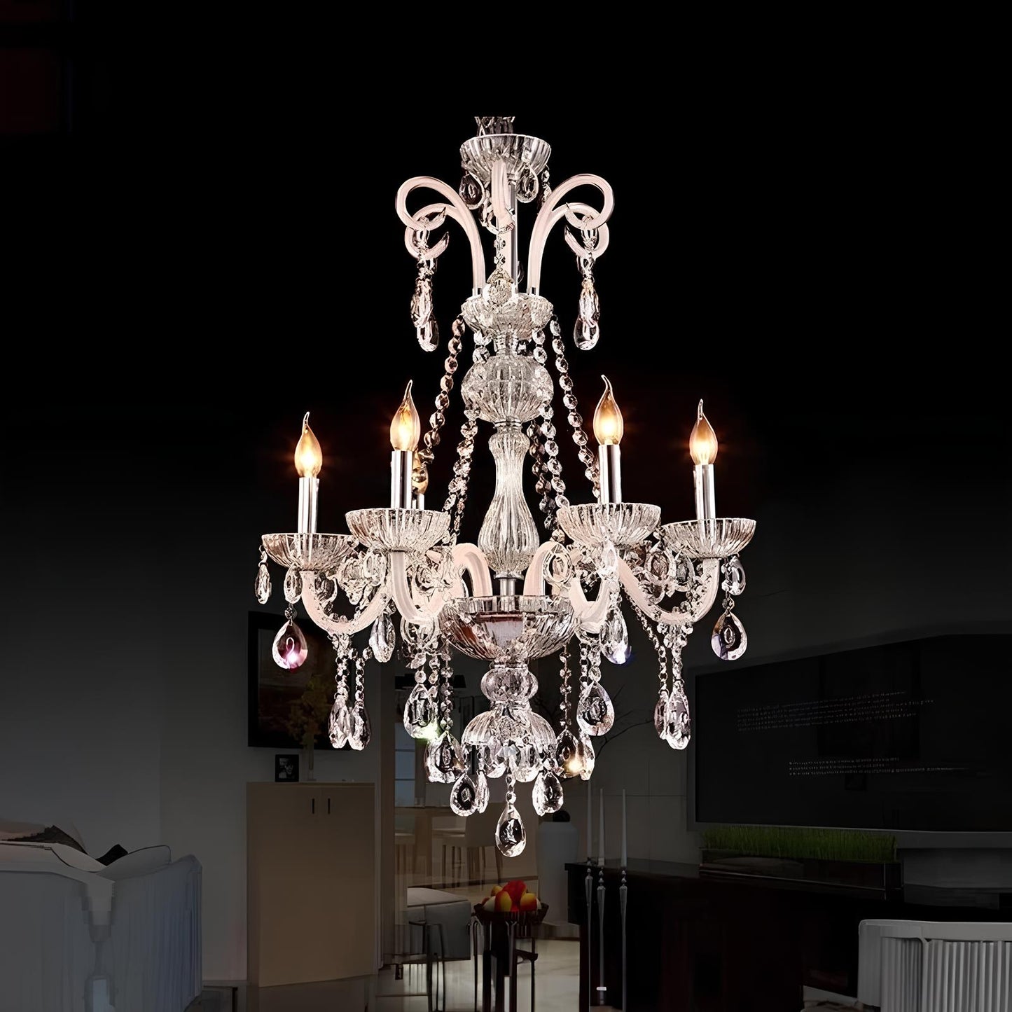 Long Crystal Chandelier - Homevalley.co.uk
