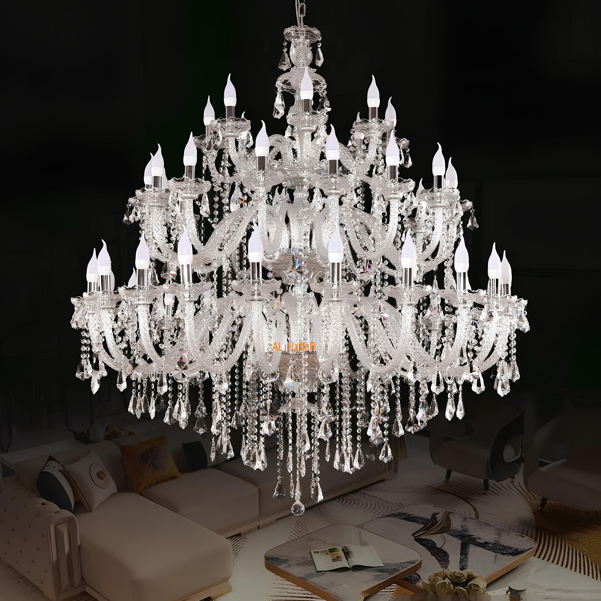 Long Crystal Chandelier - Homevalley.co.uk