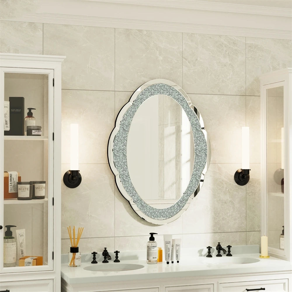 LUVODI Cloud-shape Crushed Diamonds Accent Decorative Wall Mirror - Homevalley.co.uk