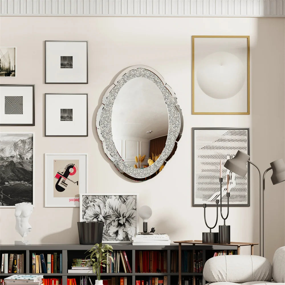 LUVODI Cloud-shape Crushed Diamonds Accent Decorative Wall Mirror - Homevalley.co.uk