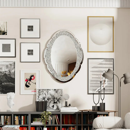 LUVODI Cloud-shape Crushed Diamonds Accent Decorative Wall Mirror - Homevalley.co.uk