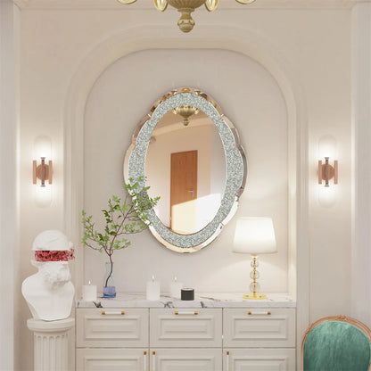 LUVODI Cloud-shape Crushed Diamonds Accent Decorative Wall Mirror - Homevalley.co.uk