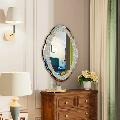 LUVODI Cloud-shape Crushed Diamonds Accent Decorative Wall Mirror - Homevalley.co.uk
