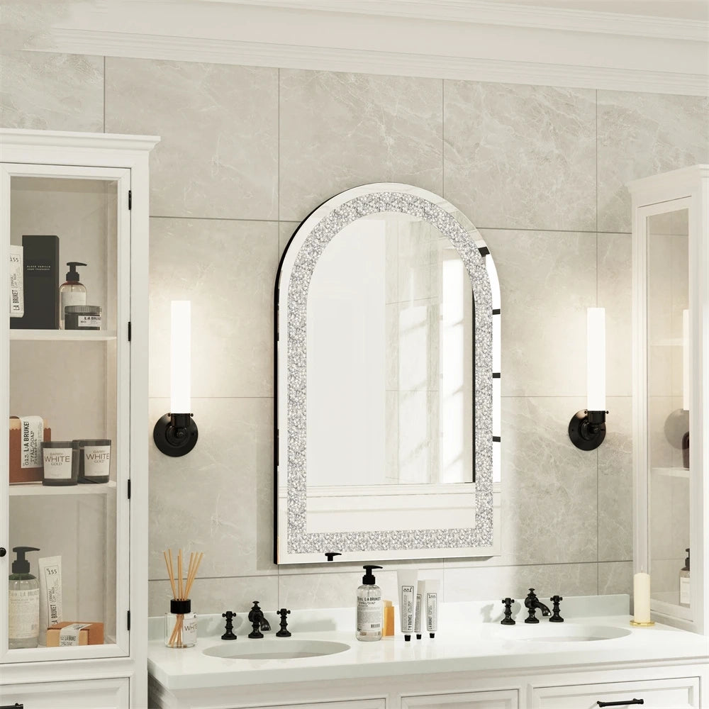 LUVODI Crushed Diamond Arch Wall Mirror - Homevalley.co.uk