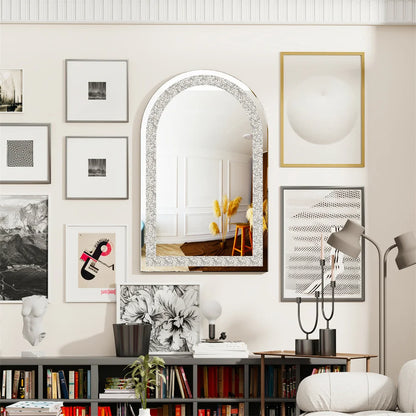 LUVODI Crushed Diamond Arch Wall Mirror - Homevalley.co.uk