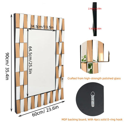 LUVODI Decorative 3D Beveled Edge Art Hanging Mirror - Homevalley.co.uk