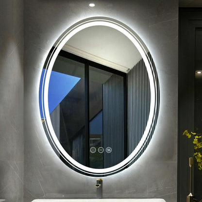 LUVODI Dual Illuminated LED Oval Dimmable Defog HD Mirror - Homevalley.co.uk