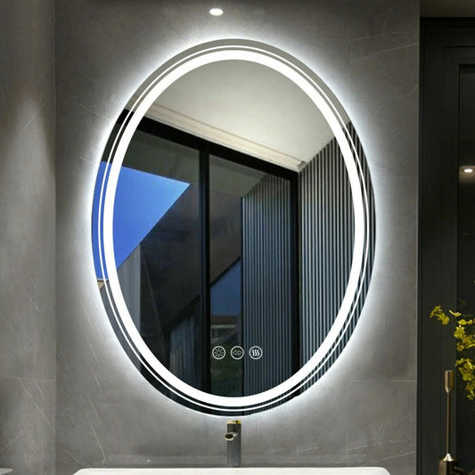 LUVODI Dual Illuminated LED Oval Dimmable Defog HD Mirror - Homevalley.co.uk