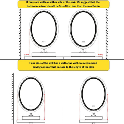 LUVODI Dual Illuminated LED Oval Dimmable Defog HD Mirror - Homevalley.co.uk