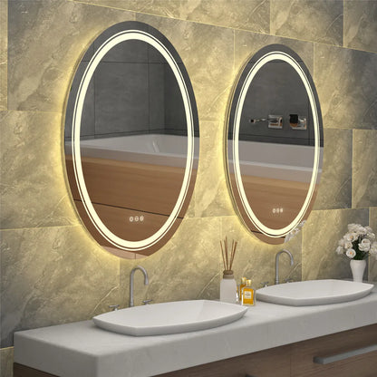 LUVODI Dual Illuminated LED Oval Dimmable Defog HD Mirror - Homevalley.co.uk