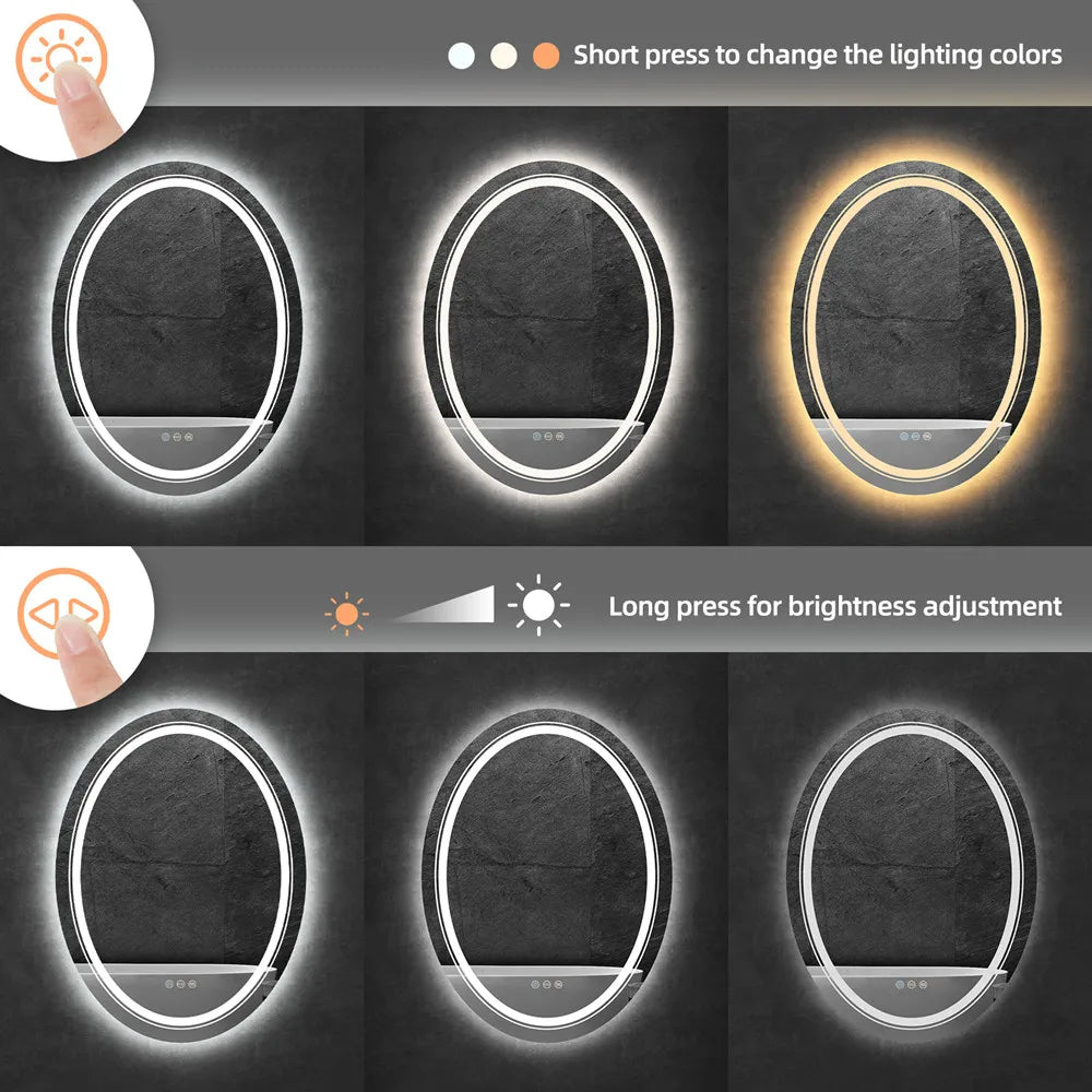 LUVODI Dual Illuminated LED Oval Dimmable Defog HD Mirror - Homevalley.co.uk