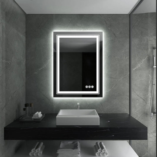 LUVODI Dual LED Crystal Clear Dimmable Defog Waterproof Bathroom Makeup Mirror - Homevalley.co.uk
