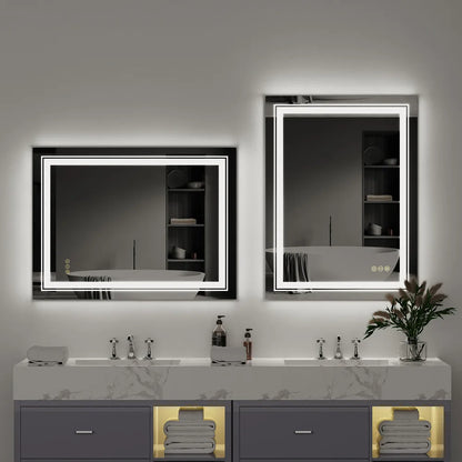 LUVODI Dual LED Crystal Clear Dimmable Defog Waterproof Bathroom Makeup Mirror - Homevalley.co.uk