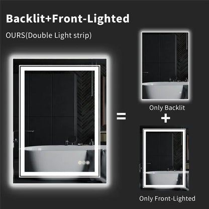 LUVODI Dual LED Crystal Clear Dimmable Defog Waterproof Bathroom Makeup Mirror - Homevalley.co.uk