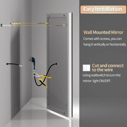 LUVODI Dual LED Crystal Clear Dimmable Defog Waterproof Bathroom Makeup Mirror - Homevalley.co.uk