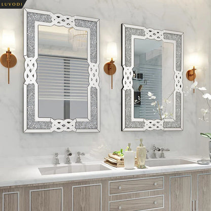 LUVODI Home Decor Crystal Crushed Diamond Wall Mirror - Homevalley.co.uk