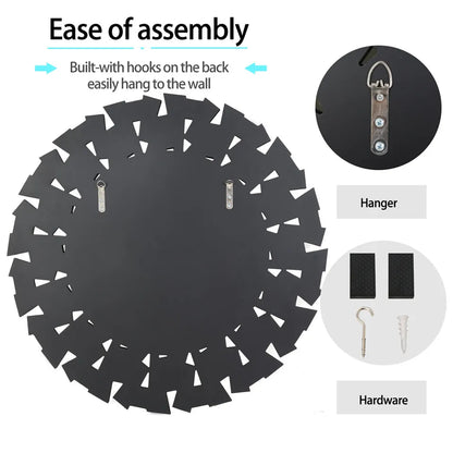 LUVODI Large Round Wall Decor Mirror with Silver Starburst Art Design - Homevalley.co.uk