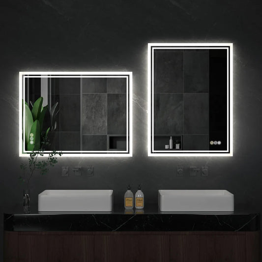 LUVODI LED Backlight Waterproof Frameless Dimmable Defog Illuminated Mirror - Homevalley.co.uk