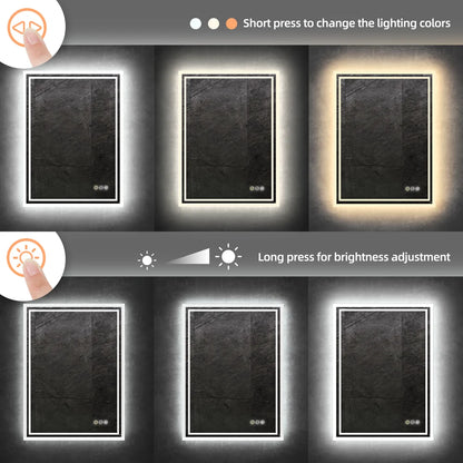 LUVODI LED Backlight Waterproof Frameless Dimmable Defog Illuminated Mirror - Homevalley.co.uk