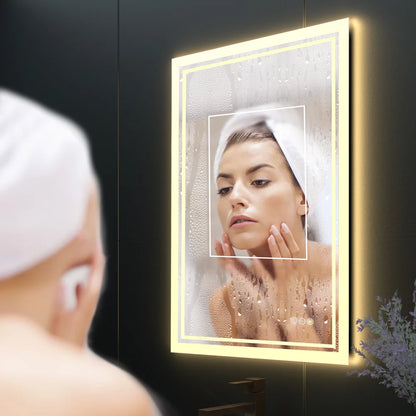 LUVODI LED Backlight Waterproof Frameless Dimmable Defog Illuminated Mirror - Homevalley.co.uk