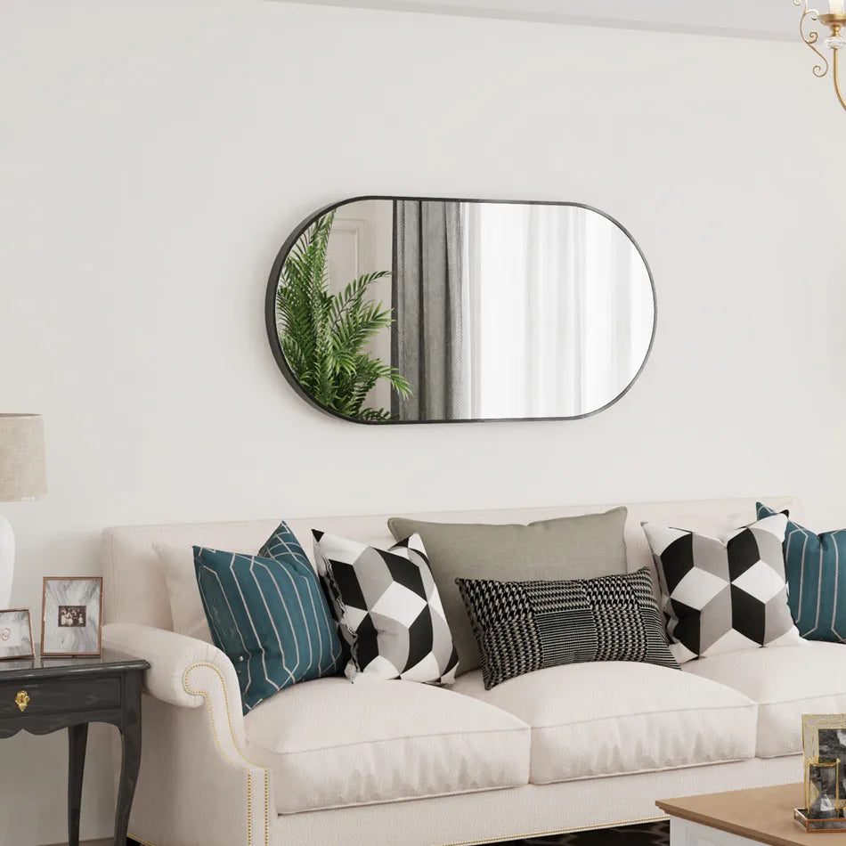 LUVODI Modern Black Metal Framed Dressing Mirror - Homevalley.co.uk